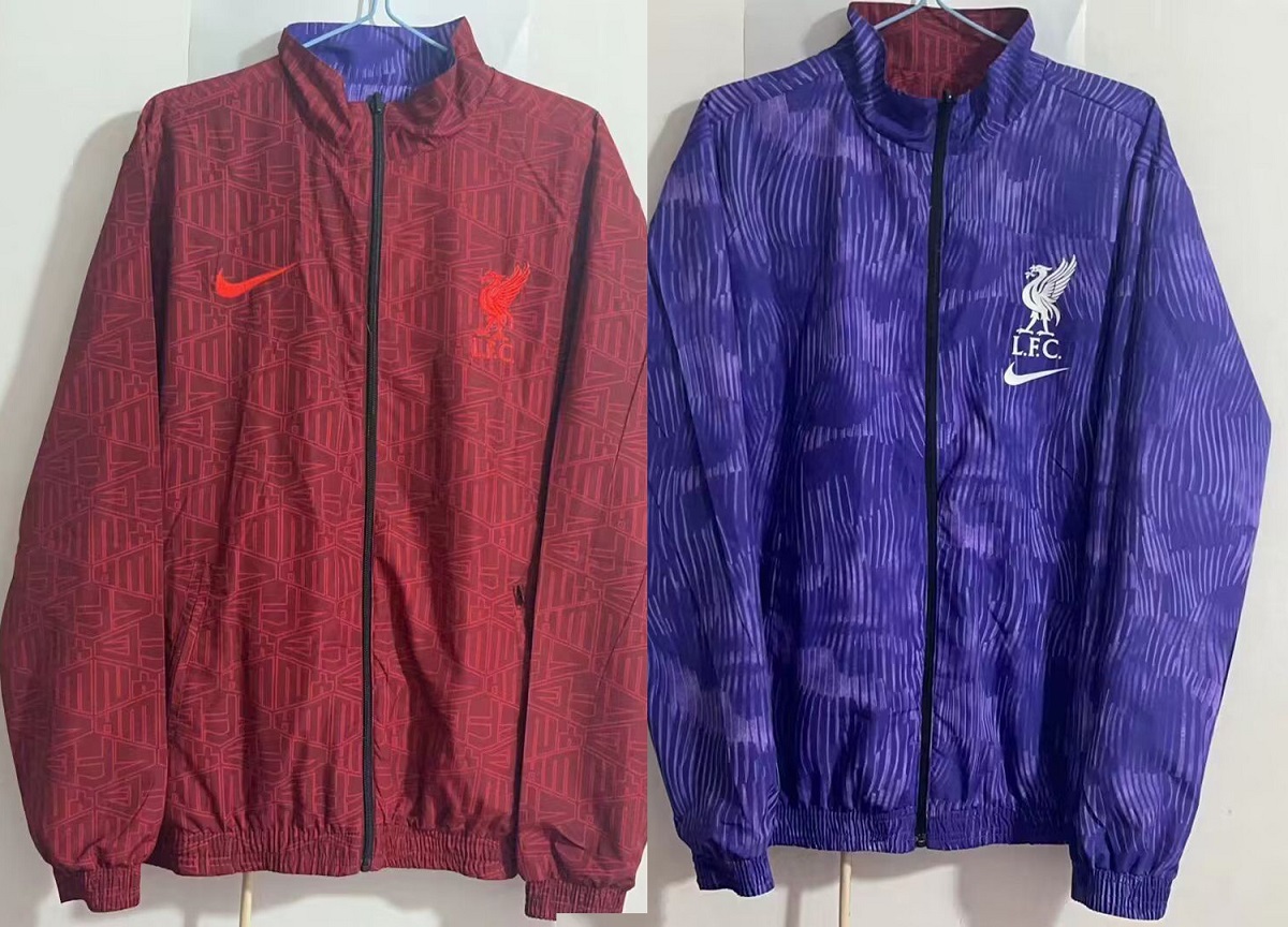 AAA Quality Liverpool 23/24 Reversible Wind Coat - Red/Purple